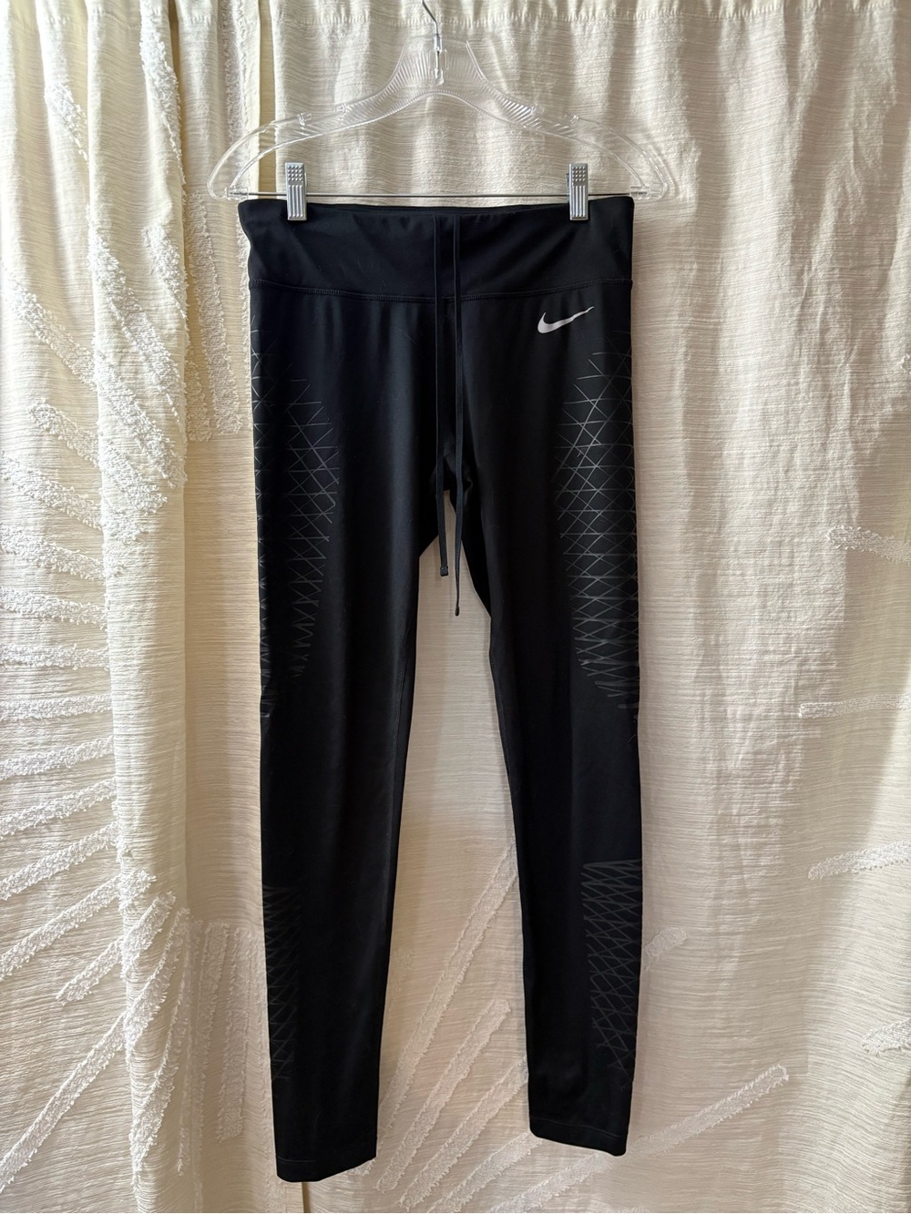 Nike Black Womens' Leggings with Reflective Swoosh and Side Detail